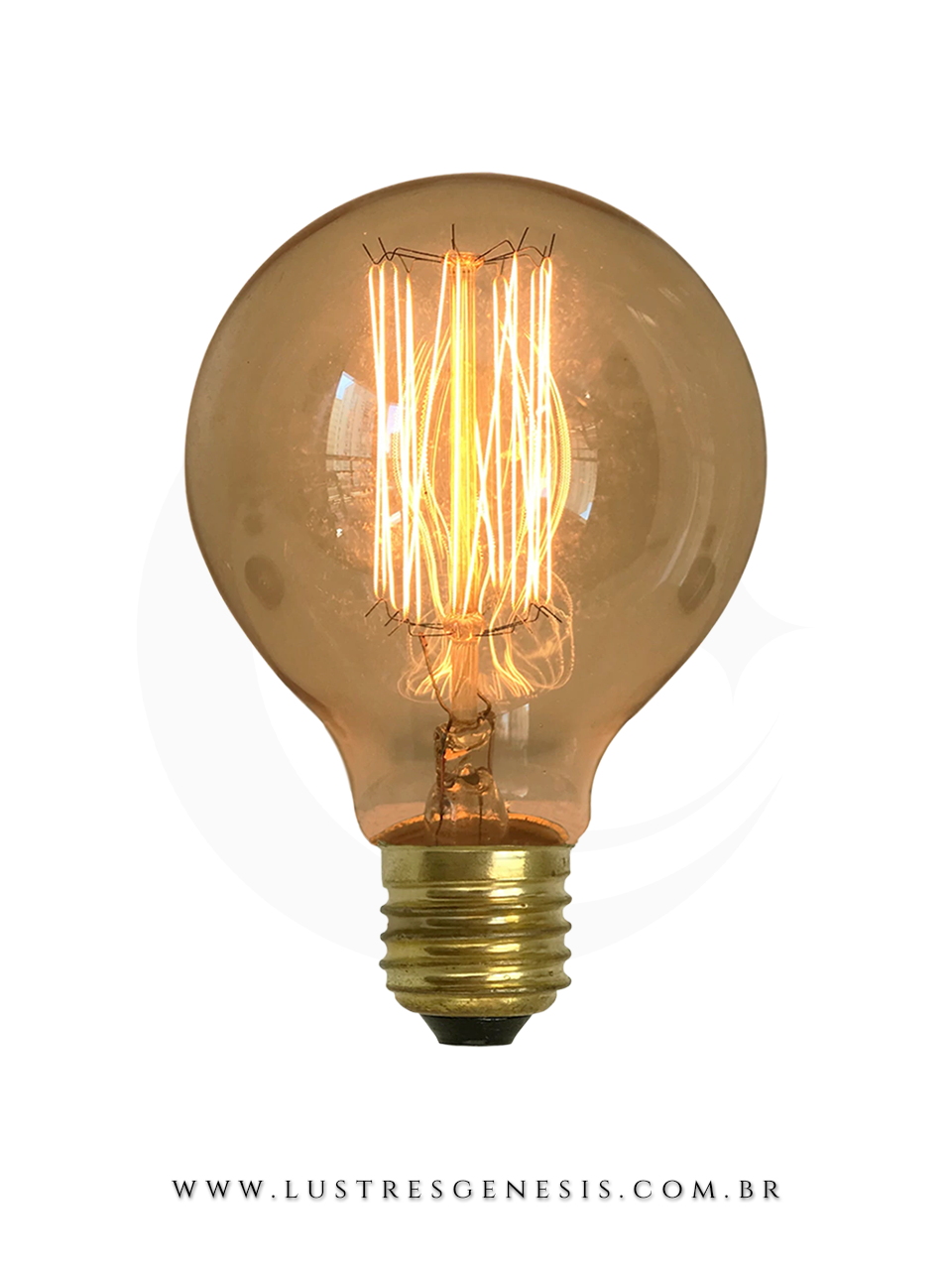 Lâmpada de Filamento de Carbono G80 40W com design Squirrel Cage acesa Lustres Gênesis loja online de Lustres e Iluminação Decorativa